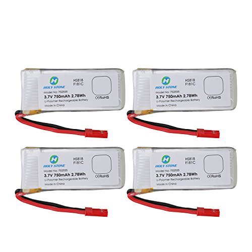 Holy Stone 4-In-1 Battery Charger and 4Pcs 3.7V 750mAh Rechargeable Li-Po RC Drone Batteries for F181C，F181W