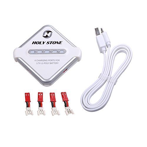 Holy Stone 4-In-1 Battery Charger and 4Pcs 3.7V 750mAh Rechargeable Li-Po RC Drone Batteries for F181C，F181W