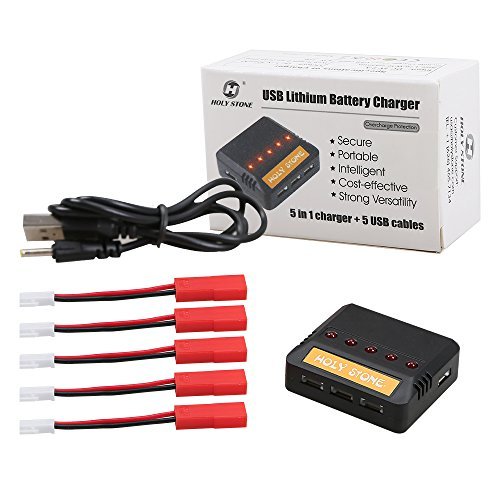 Holy Stone 5 in 1 Max 2.5A Current Input Fast Battery Charger for X5C, 818a,X1,X4,HS170,X300,X400,F181,F180 Quad Copter