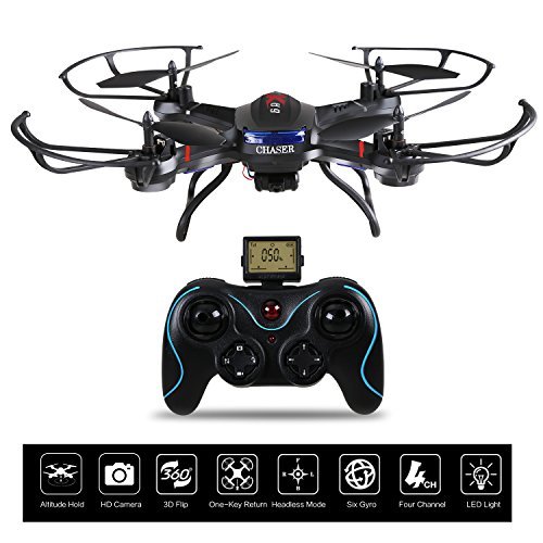 Holy Stone F181 RC Quadcopter Drone with HD Camera RTF 4 Channel 2.4GHz 6-Gyro Headless System Black (Upgraded with Altitude Hold Function)