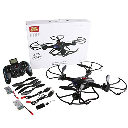 Holy Stone F181 RC Quadcopter Drone with HD Camera RTF 4 Channel 2.4GHz 6-Gyro Headless System Black (Upgraded with Altitude Hold Function)