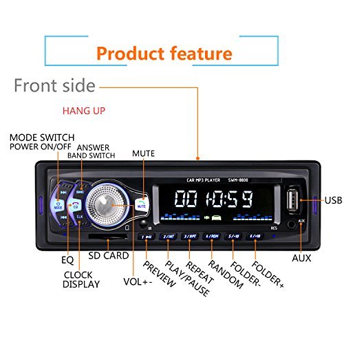 Homder Car Stereo with Bluetooth In-Dash Single Din Car Radio, Car MP3 Player USB/SD/AUX/Wireless Remote Control