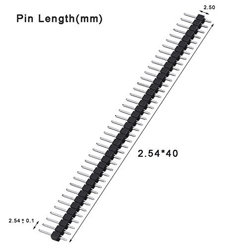 Hotop 50 Pack Single Row 40 Pin 2.54 mm Male Pin Header Connector