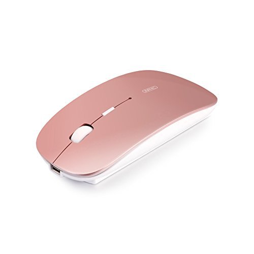 Huluwa Mouse Portable Mobile Mouse Ultrathin Wireless Mouse With USB Receiver, Noiseless Built-in-Battery Rechargeable, Rose Gold