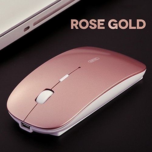 Huluwa Mouse Portable Mobile Mouse Ultrathin Wireless Mouse With USB Receiver, Noiseless Built-in-Battery Rechargeable, Rose Gold