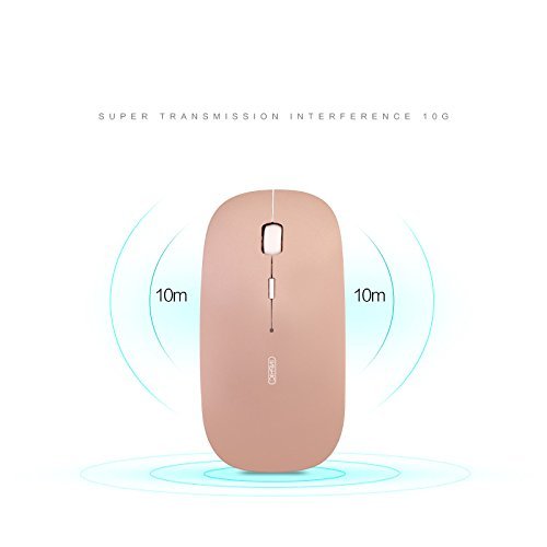 Huluwa Mouse Portable Mobile Mouse Ultrathin Wireless Mouse With USB Receiver, Noiseless Built-in-Battery Rechargeable, Rose Gold