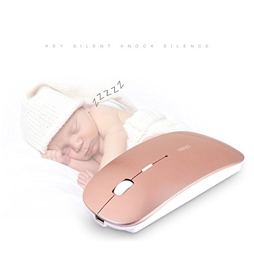 Huluwa Mouse Portable Mobile Mouse Ultrathin Wireless Mouse With USB Receiver, Noiseless Built-in-Battery Rechargeable, Rose Gold