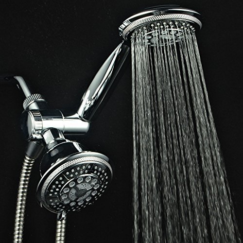 Hydroluxe Full-Chrome 24 Function Ultra-Luxury 3-way 2 in 1 Shower-Head /Handheld-Shower Combo