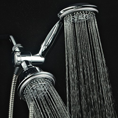 Hydroluxe Full-Chrome 24 Function Ultra-Luxury 3-way 2 in 1 Shower-Head /Handheld-Shower Combo