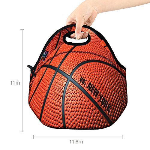 ICOLOR Basketball Insulated Neoprene Lunch Bag Tote Handbag lunchbox Food Container Gourmet Tote Cooler warm Pouch For School work Office