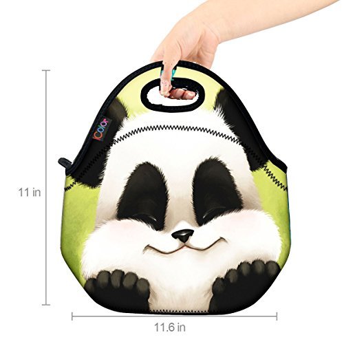 ICOLOR Cute Panda Boys Girls Insulated Neoprene Lunch Bag Tote Handbag lunchbox Food Container Gourmet Tote Cooler warm Pouch For School work Office