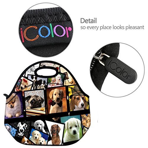 ICOLOR Dogs Design Hot Kids Neoprene Insulated Lunch Food Tote Bag Box cover baby bag Gourmet Handbag lunchbox Case For School work LB-115