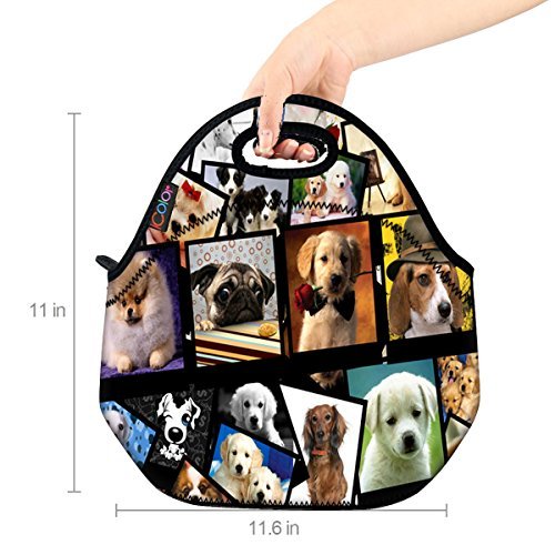 ICOLOR Dogs Design Hot Kids Neoprene Insulated Lunch Food Tote Bag Box cover baby bag Gourmet Handbag lunchbox Case For School work LB-115