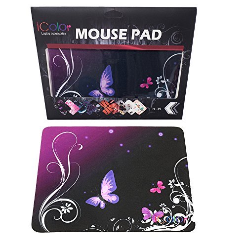 ICOLOR Hot Purple Butterfly Print Waterproof Anti-Slip Mouse Pad Mice Pad Mat Mousepad For Optical Laser Mouse MP-006