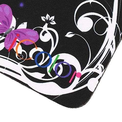 ICOLOR Hot Purple Butterfly Print Waterproof Anti-Slip Mouse Pad Mice Pad Mat Mousepad For Optical Laser Mouse MP-006