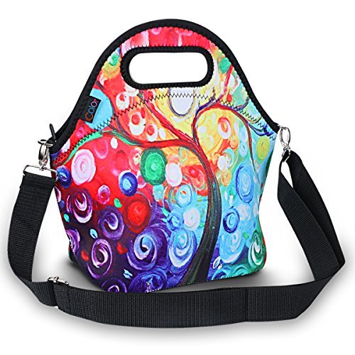 ICOLOR Insulated Neoprene Lunch Bag - Removable Shoulder Strap - Large Size Reusable Thermal Thick Lunch Tote Bags For Women,Teens,Girls,Kids,Baby,Adults-Lunch Boxes For Outdoors,Work, Office, School