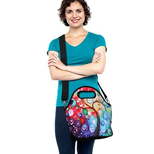 ICOLOR Insulated Neoprene Lunch Bag - Removable Shoulder Strap - Large Size Reusable Thermal Thick Lunch Tote Bags For Women,Teens,Girls,Kids,Baby,Adults-Lunch Boxes For Outdoors,Work, Office, School