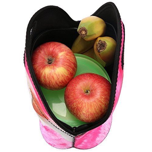 ICOLOR Kids Pink Dog Soft Friendly Insulated Lunch box Food Bag Neoprene Gourmet Handbag lunchbox Cooler warm Pouch Tote bag For School work LB-005