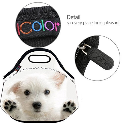 ICOLOR Lovely Dog Soft Insulated Lunch box Food Bag Neoprene Gourmet Handbag lunchbox Cooler warm Pouch Tote bag For School work LB-076