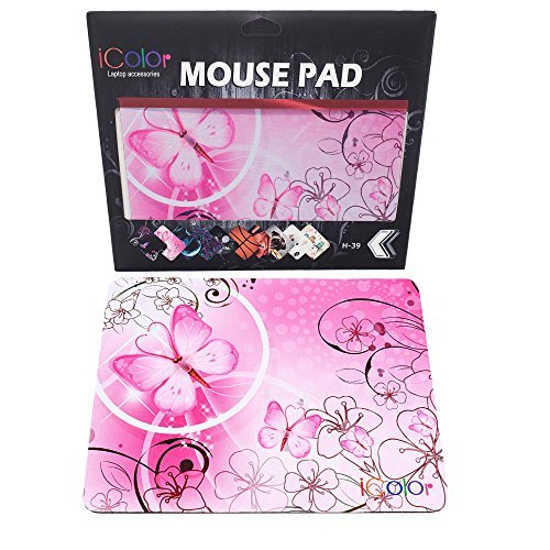 ICOLOR Pink Butterfly Anti-Slip Mouse Pad by ICOLOR Mice Pad Mat Mousepad For Optical Laser Mouse MP-018