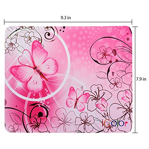 ICOLOR Pink Butterfly Anti-Slip Mouse Pad by ICOLOR Mice Pad Mat Mousepad For Optical Laser Mouse MP-018