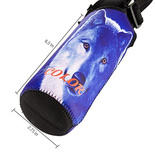 ICOLOR Water Bottle Carrier Neoprene Bottle Holder w/Adjustable Shoulder strap Sling insulated Outdoor Sports Water Bottle Sleeve Bag Case Pouch Cover,Fits Bottle w/ the diameter less than 3 inch