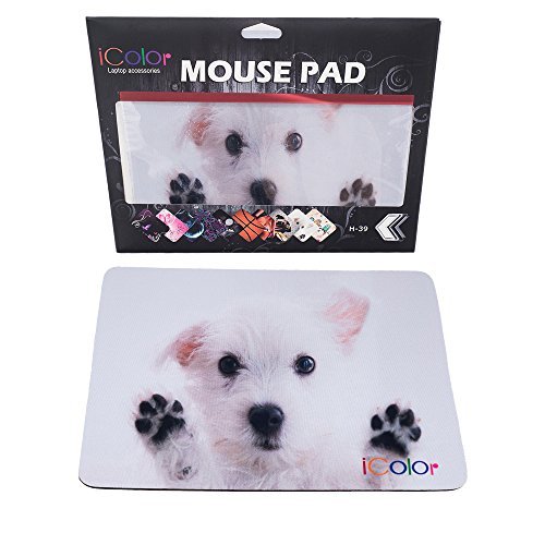 ICOLOR White Dog Print Anti-Slip Waterproof Optical Mouse MousePad Mouse Mat Mousepad MP-071