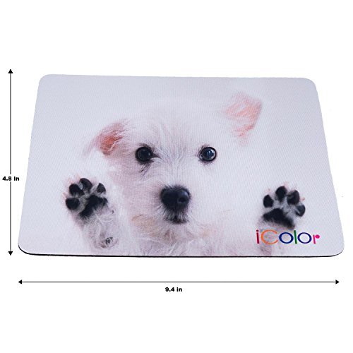 ICOLOR White Dog Print Anti-Slip Waterproof Optical Mouse MousePad Mouse Mat Mousepad MP-071