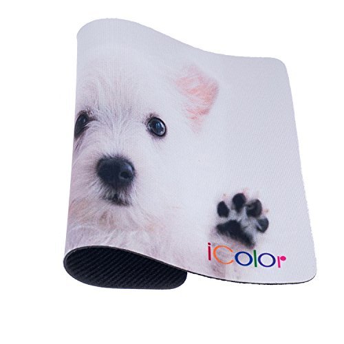 ICOLOR White Dog Print Anti-Slip Waterproof Optical Mouse MousePad Mouse Mat Mousepad MP-071