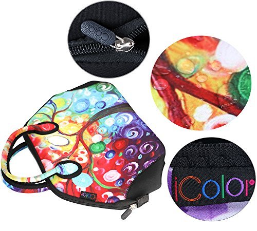 ICOLOR Women and Teen Girls Downtown Large Size Insulated Neoprene Lunch Bag with Reusable Zip Closure Handbag,Stylish Adult Lunch Box For Outdoors,Work,Office, School,Shopping,Gym(Colorful Tree )