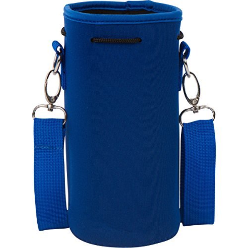 IMPROVED DESIGN - Neoprene Water Bottle Holder Bag Pouch Cover, Insulated Water Bottle Carrier (32 oz / 1-1.5L) w/ 49" Adjustable Padded Shoulder Strap by MEK