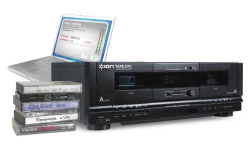 ION Audio Tape 2 PC | USB Cassette Deck Conversion System with RCA & USB cables