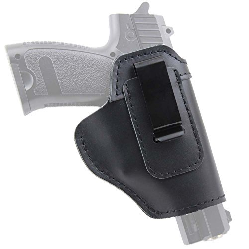 IWB Holster Leather Concealed with Clip for S&W M&P Shield 9mm Glock 17 18 19 43 22 23 32 33 or All Similar Sized Handguns