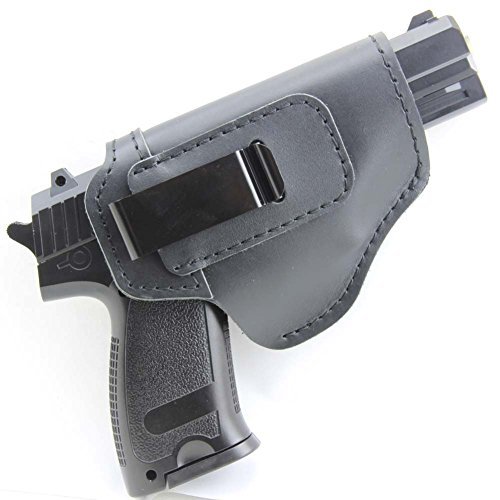 IWB Holster Leather Concealed with Clip for S&W M&P Shield 9mm Glock 17 18 19 43 22 23 32 33 or All Similar Sized Handguns