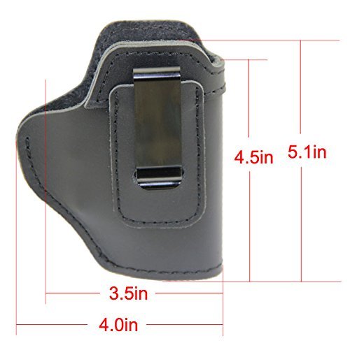 IWB Holster Leather Concealed with Clip for S&W M&P Shield 9mm Glock 17 18 19 43 22 23 32 33 or All Similar Sized Handguns