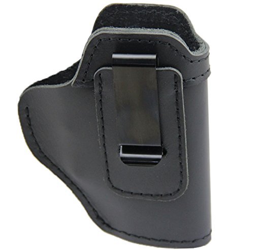 IWB Holster Leather Concealed with Clip for S&W M&P Shield 9mm Glock 17 18 19 43 22 23 32 33 or All Similar Sized Handguns