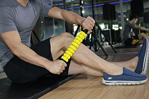 Idson Muscle Roller Massager Stick-The 18 Inch Sports Body Massage Roller-Deep Tissue Muscle of Foot,Leg,calf and Back Recovery-Relief of Muscle Soreness,Tightness and Cramps,Yellow Black