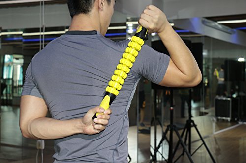 Idson Muscle Roller Massager Stick-The 18 Inch Sports Body Massage Roller-Deep Tissue Muscle of Foot,Leg,calf and Back Recovery-Relief of Muscle Soreness,Tightness and Cramps,Yellow Black