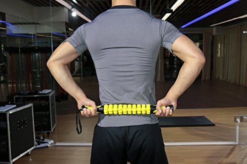 Idson Muscle Roller Massager Stick-The 18 Inch Sports Body Massage Roller-Deep Tissue Muscle of Foot,Leg,calf and Back Recovery-Relief of Muscle Soreness,Tightness and Cramps,Yellow Black