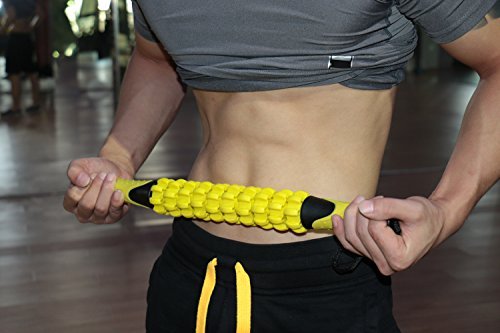 Idson Muscle Roller Massager Stick-The 18 Inch Sports Body Massage Roller-Deep Tissue Muscle of Foot,Leg,calf and Back Recovery-Relief of Muscle Soreness,Tightness and Cramps,Yellow Black