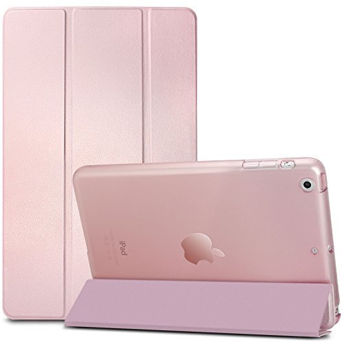 Infiland iPad Mini 1/2/3 Case - Ultra Slim Smart-shell Stand Case Cover with Translucent Frosted Back Protector (with Auto Wake / Sleep) for iPad Mini 1 / iPad Mini 2 / iPad Mini 3 Tablet,Rose Gold