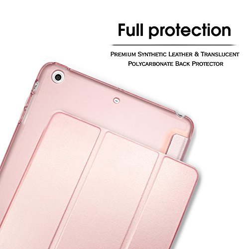 Infiland iPad Mini 1/2/3 Case - Ultra Slim Smart-shell Stand Case Cover with Translucent Frosted Back Protector (with Auto Wake / Sleep) for iPad Mini 1 / iPad Mini 2 / iPad Mini 3 Tablet,Rose Gold