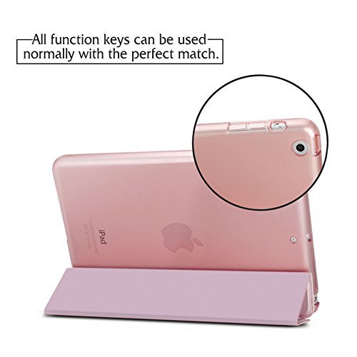 Infiland iPad Mini 1/2/3 Case - Ultra Slim Smart-shell Stand Case Cover with Translucent Frosted Back Protector (with Auto Wake / Sleep) for iPad Mini 1 / iPad Mini 2 / iPad Mini 3 Tablet,Rose Gold