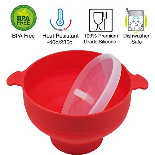 InstaPopper Collapsible Microwave Popcorn Popper with Handles BPA free with Popcorn Bags