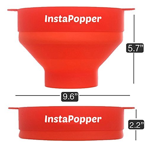 InstaPopper Collapsible Microwave Popcorn Popper with Handles BPA free with Popcorn Bags