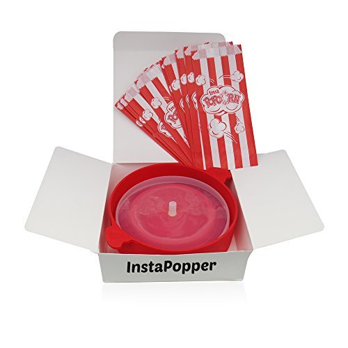 InstaPopper Collapsible Microwave Popcorn Popper with Handles BPA free with Popcorn Bags