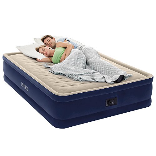 Intex Dura-Beam Series Elevated Deluxe Airbed with Built-In Electric Pump, Bed Height 18", Queen - Amazon Exclusive