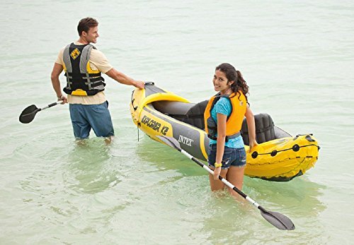 Intex Explorer K2 Yellow 2 Person Inflatable Kayak with Aluminum Oars & Air Pump