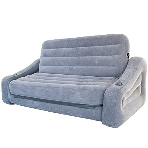 Intex Inflatable 2-In-1 Pull-Out Sofa and Queen Air Mattress Futon, Gray