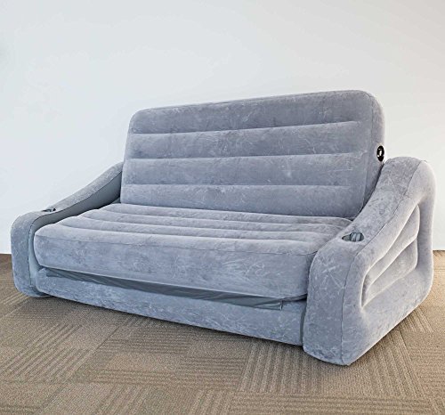 Intex Inflatable 2-In-1 Pull-Out Sofa and Queen Air Mattress Futon, Gray